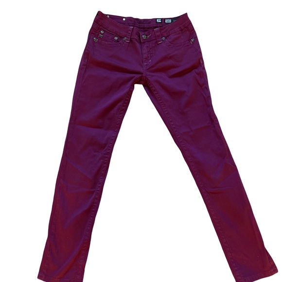 Miss Me Denim - Miss Me Cranberry Rasberry Skinny Jeans Embellished Size 29